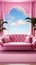 Delightful pink: Barbie\\\'s sweet backdrop. Created with Generative AI