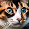 A delightful portrait of a calico cat with an array of vibrant colors1