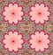 Delightful seamless pattern with large pink snowflake-like mandalas and paisley ornaments. Fabric swatch, yoga mat, wallpaper