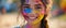 Delightful Smiling Girl With Lively Face Paint Spreads Cheerful Bliss