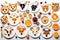 A delightful top-view photograph capturing whimsical plates adorned with fanciful creations of a cow, bird, and fox made entirely