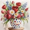 delightful vase filled with spring flowers.