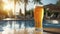 delightful visual feast awaits as gaze picture-perfect scene of a light cold beer in a transparent glass. Ai generated