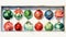 Delightful Watercolor Box of Christmas Ornaments on White Background AI Generated