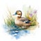 Delightful Watercolor Duck Splashing in a Pond AI Generated