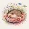 A delightful watercolor painting of a cute little hedgehog