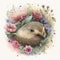 A delightful watercolor painting of a cute little hedgehog