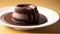 A Delightfully Whimsical Chocolate Dessert On A White Plate AI Generative