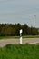 Delinator post on german country road green landscape