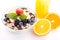 Deliscious healthy breakfast with flakes and fruits isolated