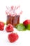 Deliscious strawberry jam with fresh fruits isolated