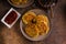 Delish potato pancakes with ketchup