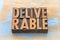 Deliverable - word abstract in wood type