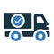 Delivered, delivery, shipped icon. Vector graphics