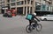Deliveroo cyclist in East London during the lockdown due to the corona virus work twice as much as before due to sale increase