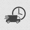 Delivery 24h truck with clock vector illustration. 24 hours fast