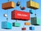 Delivery background concept. Cargo shipping containers in storage