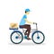 Delivery Bicycle Man with Carton Box. Vector