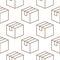 Delivery box background, cargo package seamless pattern. Various open and closed cardboard boxes, parcel flat line icons