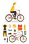 Delivery Boy and Bicycle Business Service . Vector