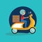Delivery Boy Riding Motor Bike Icon
