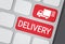 Delivery Button On Laptop Keyboard Fast Courier Service Express Truck Logo Icon