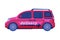 Delivery Car, Cargo Transportation Dark Pink Vehicle Flat Vector Illustration