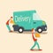 Delivery car cartoon vector illustration