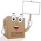 Delivery Cardboard Box Holding Sign