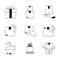 Delivery cargo shipping distribution logistic icons set line style icon