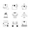 Delivery cargo shipping distribution logistic icons set line style icon