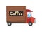Delivery Coffee Truck, Coffee Industry Production Stage Vector Illustration