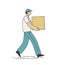 Delivery courier carrying. Business service vector illustration