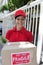 Delivery courier delivering package