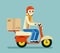 Delivery Courier Motorcycle Scooter Box Symbol Icon Concept Isolated on Green Background Flat Design Vector Illustration