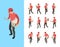 Delivery couriers. Postal and cargo service workers holding packages people standing walking vector isometric characters