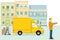 Delivery, delivery logistics, parcel messengers. Suppliers - illustration