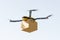 Delivery drone with box in the air. Mockup