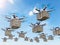 Delivery drones flying