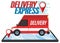 Delivery Express logotype with panel van and location pin