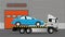 Delivery of a faulty car by a tow truck to a car service. Vector illustration