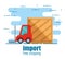 Delivery forklift with wooden box