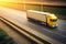 Delivery freight shipping truck on freeway AI generated