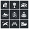 Delivery of goods in different ways icons set. Vector Illustration.