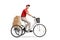 Delivery guy riding a tricycle and delivering boxes