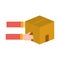 Delivery hands with cardboard box cargo isolated icon design