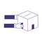 Delivery hands with cardboard box cargo isolated icon design line style