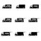 Delivery icon silhouette shipping truck set on white ba