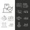 Delivery icons set parcel tracking shipping, world trade logistics line style