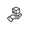 Delivery line icon. Hand holding package. Shipment, shipping, courier service concepts. Shipping delivery symbol. Package tracking